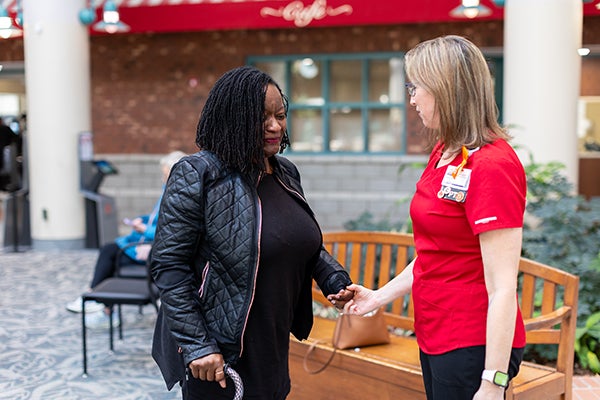 Yamicka crying with gratitude